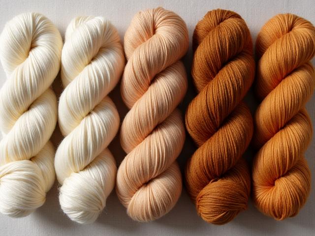 따뜻한 흙색 계열의 고급스런 수제 알파카 털실 세트